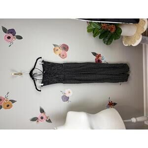 Free People Strapless Black Striped Ballon Leg Jumpsuit - Size - XS